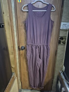 Life Is Good Women's Sleeveless Drawstring Jumpsuit - Mauve.   Box 47